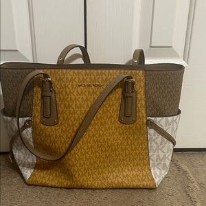 Michael Kors Brown and Yellow Signature Tote